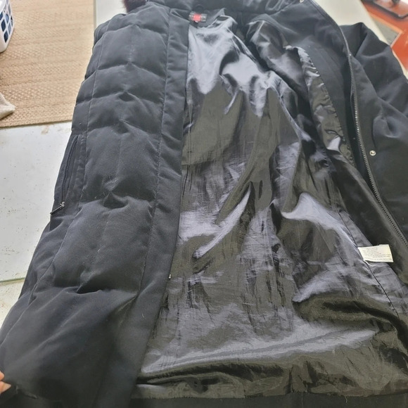 Gallery Women's Fox Fur Collar Puffer Coat Platinum Black Burgundy Red Sz L - Picture 10 of 13